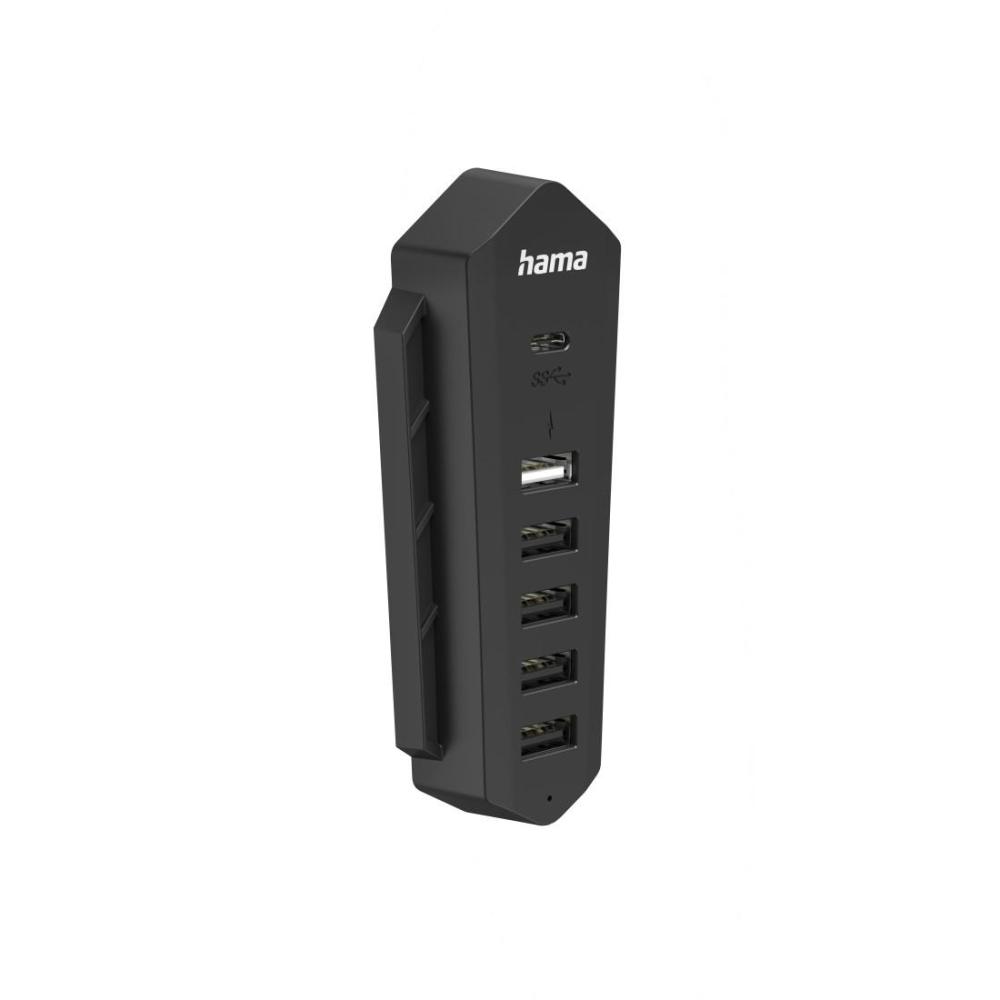 HAMA Хъб за Playstation 5, 6in1 USB, (1x USB-C, 5x USB-A), черно