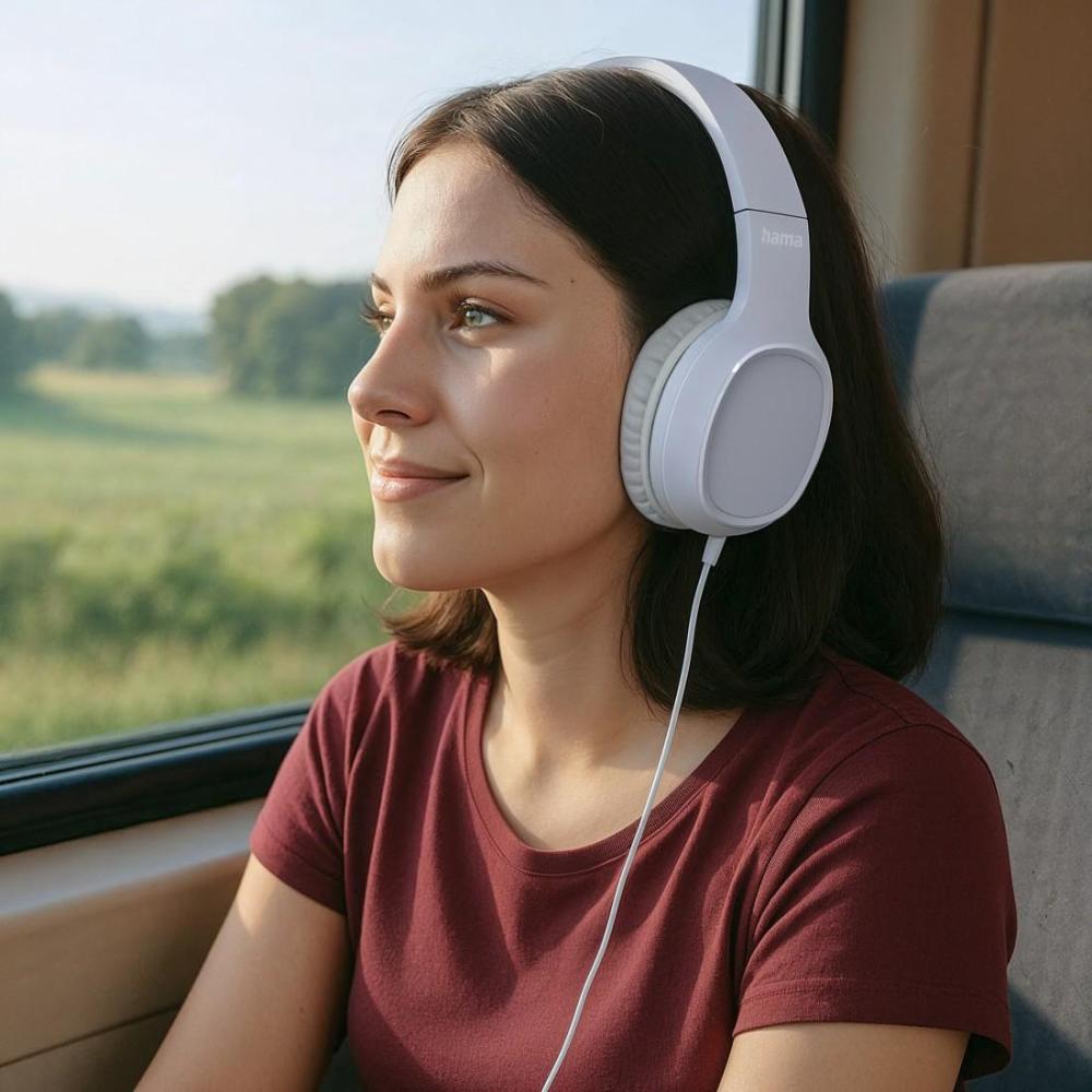 HAMA Слушалки с микрофон "Fun C", USB-C, водач за кабел от едната страна, бели