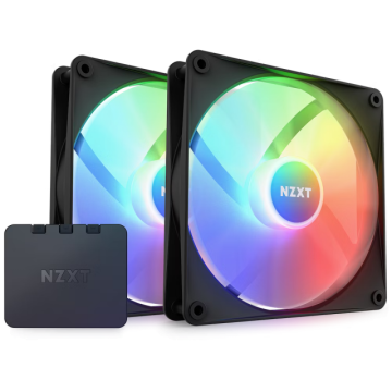 Комплект вентилатори NZXT F140 RGB Core Black, 2 x 140mm, RGB Контролер