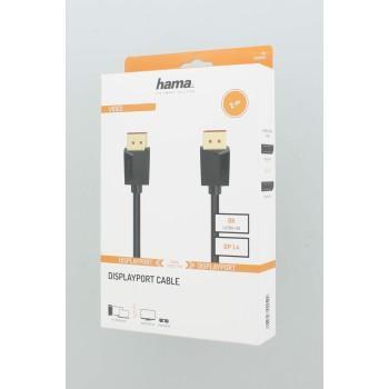 Кабел HAMA  DisplayPort 1.4 мъжко - DisplayPort 1.4 мъжко, 2 м, 8K Ultra HD, Позл.конектори, Черен