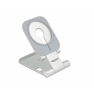 Поставка за смартфон DeLock 18426, Място за магнитно зарядно MagSafe, Алуминий, Сребрист