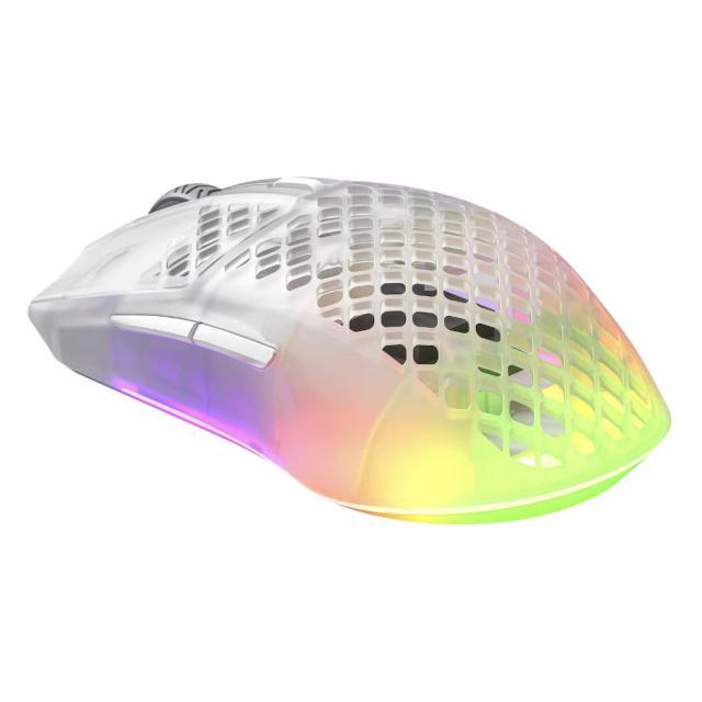 Геймърска мишка SteelSeries, Aerox 3 Wireless (2022) Ghost, Оптична, Безжична, USB
