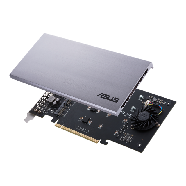 Карта ASUS Hyper M.2 x16 Card (PCIe 3.0) поддържа до 4 NVMe M.2 (2242/2260/2280/22110) устроиства