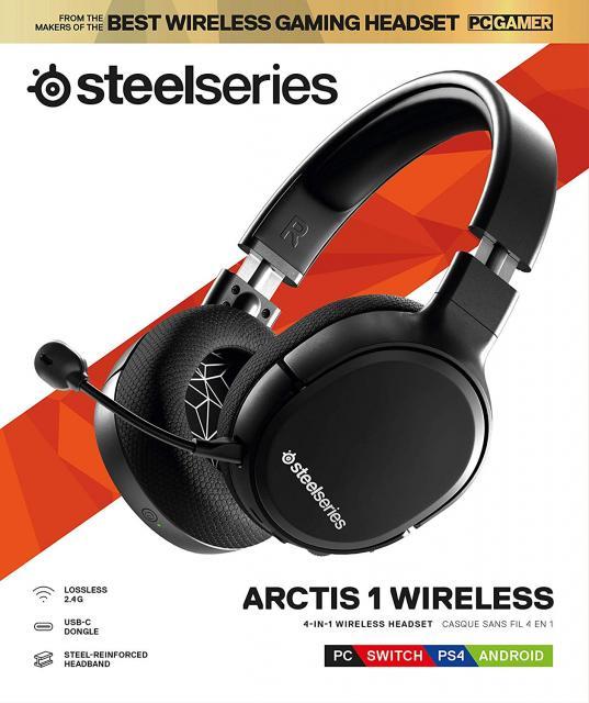 Геймърски слушалки SteelSeries Arctis 1 Wireless, Черно