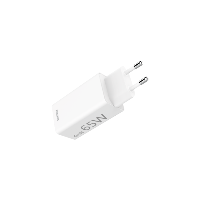 Бързо заряднo HAMA, Gan, 220V, 65W, 1x USB-C PD, 1x USB-A QC, Бял