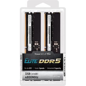 Памет Team Group ELITE, 32GB(2 x 16GB), DDR5, 4800Mhz, CL40, 1.1V