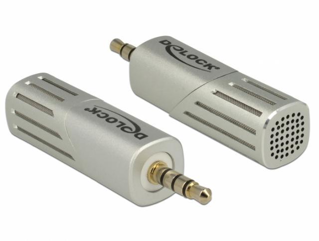 Микрофон DeLock 65893, За смартфон/таблет, 3.5 mm 4 Pin Stereo Jack 90°, Сребрист