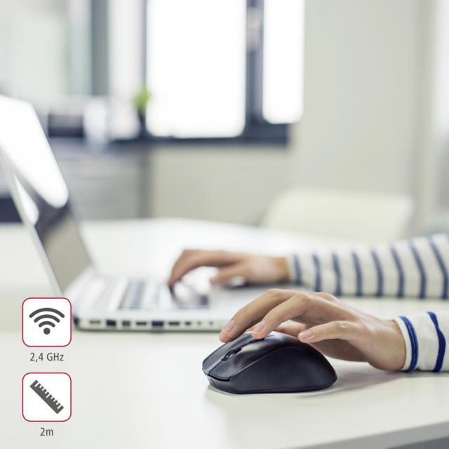 Безжична оптична мишка HAMA Riano 182645, Лява ръка, USB, Черен