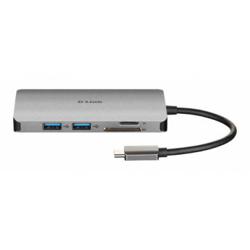 Докинг станция D-LINK DUB-M810, 8-in-1 USB-C, HDMI/Ethernet/Card Reader/Power