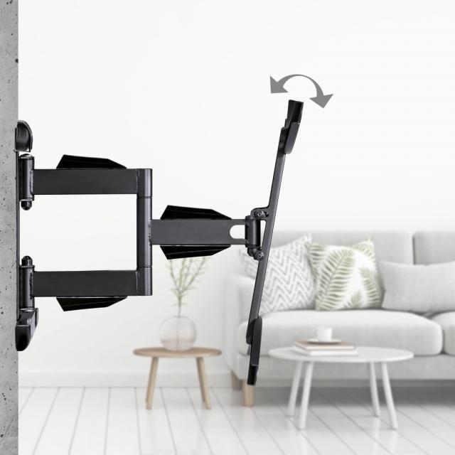 Стенна стойка за TV, Fullmotion ,XL, черна, 191см, 75", до 45кг