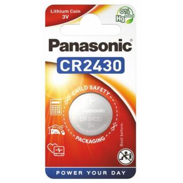 Бутонна батерия литиева PANASONIC CR2430, 3V,  1 бр. в блистер, цена за 1 бр.