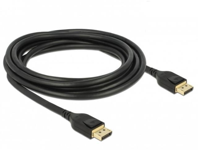 Кабел Delock, DisplayPort мъжко - DisplayPort мъжко, 3.0м, 8K 60 Hz, Черен