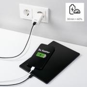 Бързо заряднo HAMA, Gan, 220V, 65W, 1x USB-C PD, 1x USB-A QC, Бял