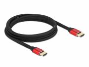 Кабел Delock Ultra High Speed, HDMI мъжко - HDMI мъжко, 48 Gbit/s, 8K 60 Hz, 2 м, Червен