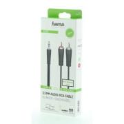 Аудио кабел HAMA, 3.5 mm жак - 2 x Чинч, 1.5м, Черен