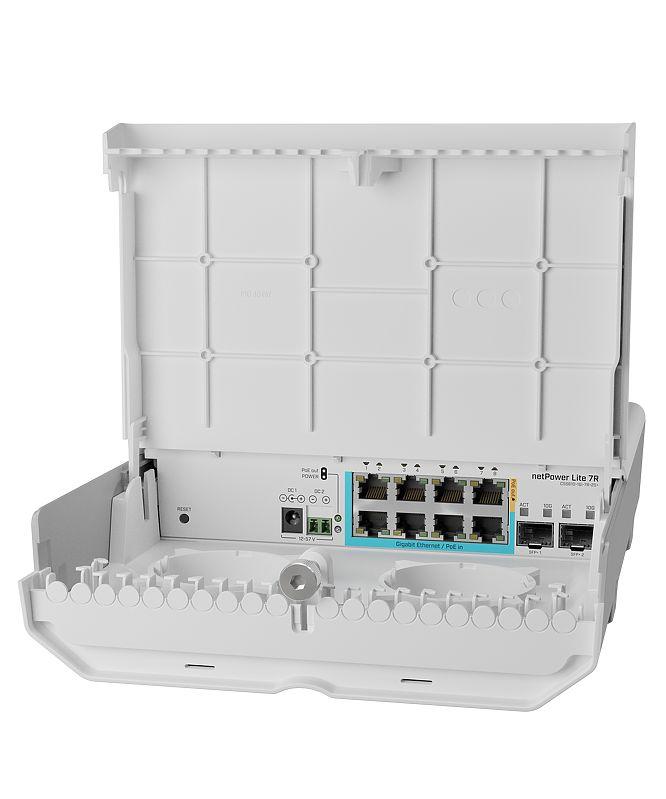 8-портов външен комутатор Mikrotik netPower Lite 7R CSS610-1Gi-7R-2S+OUT