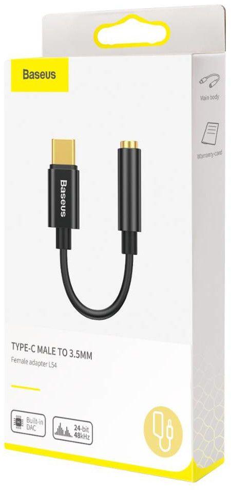 Адаптер Baseus CATL54-01, USB-C/3.5mm, черен