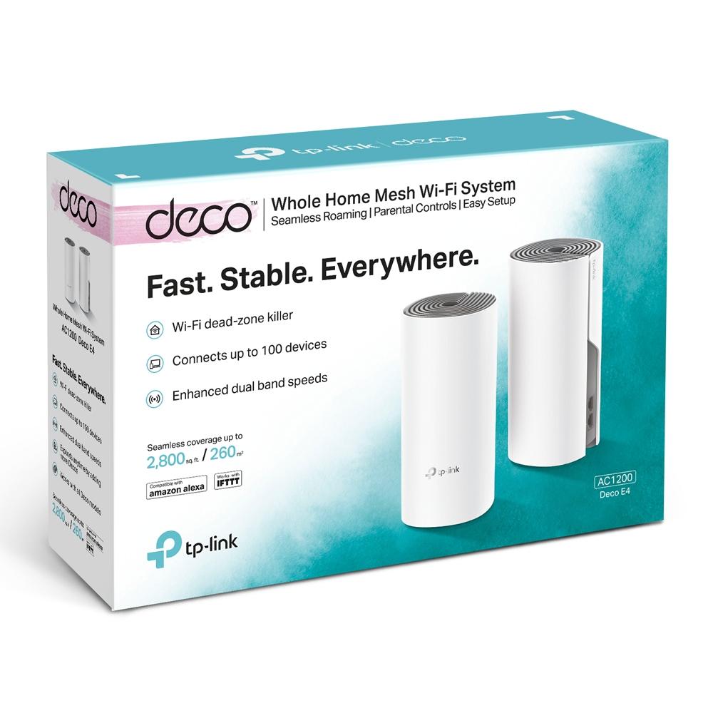 Безжична Mesh Wi-fi система TP-Link Deco E4 AC1200 (2-pack)