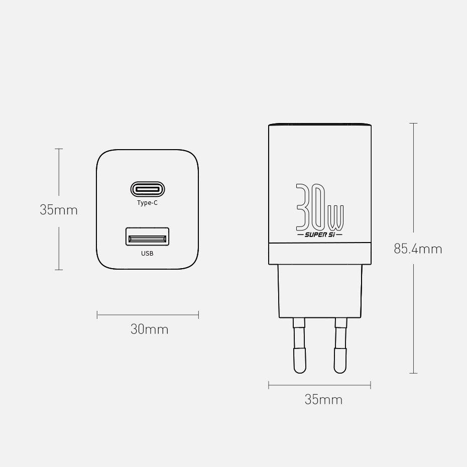 Зарядно устройство Baseus Super Pro USB-A към USB-C 30W CCSUPP-E02 - бяло