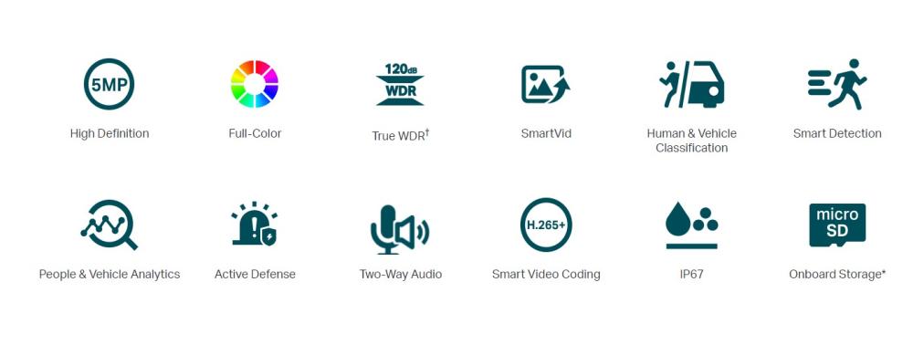 5MP външна пълноцветна булет мрежова камера TP-Link VIGI C350(2.8mm)