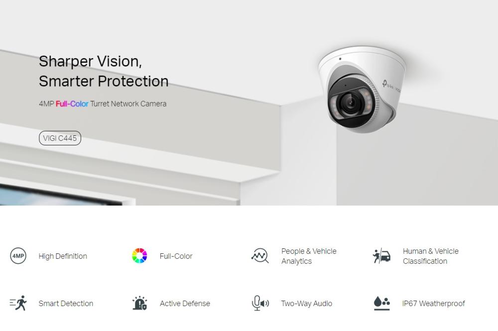 4MP пълноцветна куполна мрежова камера TP-Link VIGI C445(4mm)