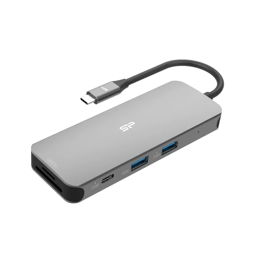 Докинг станция Silicon Power SR30 8 в 1 USB-C, HDMI 4K, USB 3.2, Ethernet Port, MicroSD слот