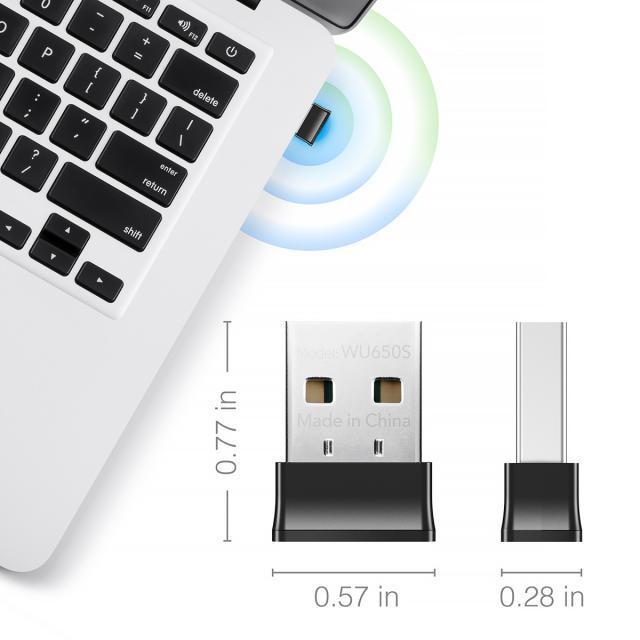 Безжичен нано адаптер Cudy WU650S, USB 2.0, 2.4/5 Ghz, Вградена антена 2dBi