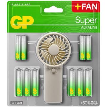 GP SUMMER PACK Алкални батерии  Super AA x 12 бр. + Super AAA x 12 бр. + Fan/ Вентилатор/  GP BATTERIES