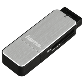 Четец за карти HAMA, USB 3.0, SD/microSD, сребрист