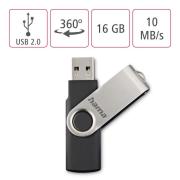 USB памет HAMA Rotate, 16GB, USB 2.0, 10mb/s,Черен