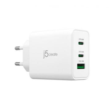 Мрежово зарядно 220V  j5create JUP3365E 65W, 3 порта, USB-C, USB-A