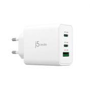 Мрежово зарядно 220V  j5create JUP3365E 65W, 3 порта, USB-C, USB-A