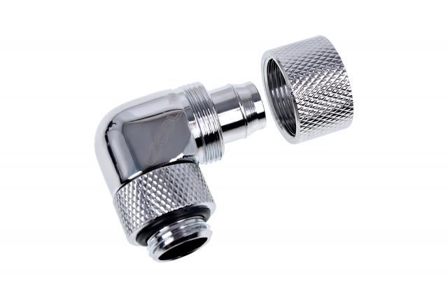 Фитинг Alphacool Eiszapfen, Удължител, 90°, 13/10mm, G1/4, Сребрист