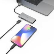 6-портов хъб USB-C HAMA Multiport, 2 x USB-A, USB-C, HDMI, SD, microSD, Сив