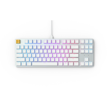 Геймърскa механична клавиатура Glorious White Ice GMMK RGB TKL, Gateron Brown US Layout