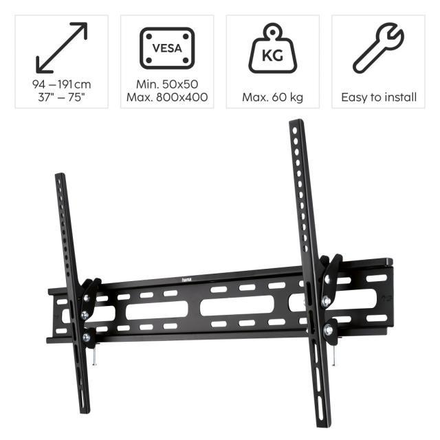 Стенна стойка за TV, HAMA Tilt, 165 см, 75", до 60кг 