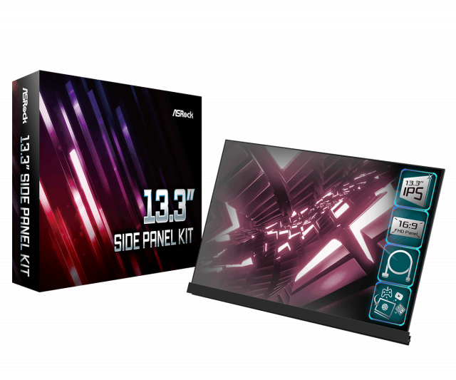 Допълнителен Екран ASRock 13.3" за монтаж на компютърна кутия, 1920 x 1080