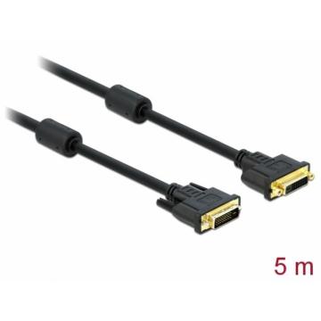 Удължителен кабел Delock, DVI 24+1 мъжко > DVI 24+1 женско, 5 m, Черен