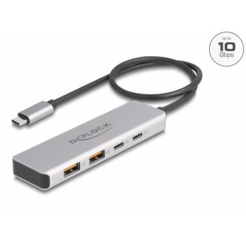 USB хъб Delock 64230, USB-C - 2 x USB-C, 2 x USB-A, 10 Gbps