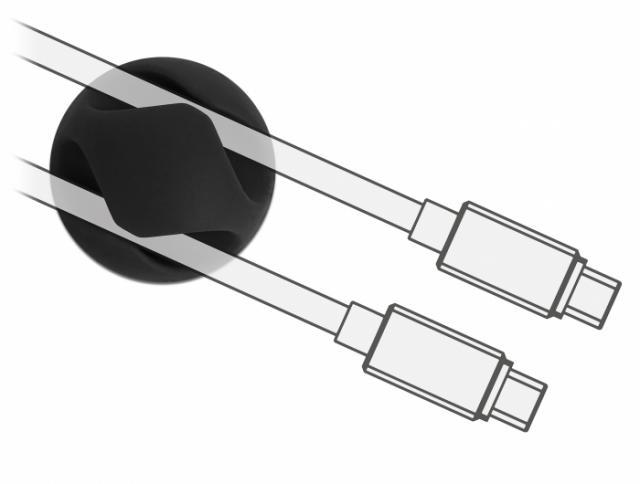 Органайзер за кабели Delock, Самозалепващ, 10 бр. в опаковка, Черен