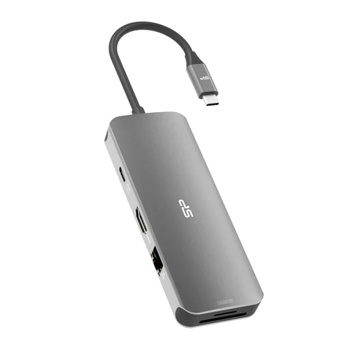 Докинг станция Silicon Power SR30 8 в 1 USB-C, HDMI 4K, USB 3.2, Ethernet Port, MicroSD слот