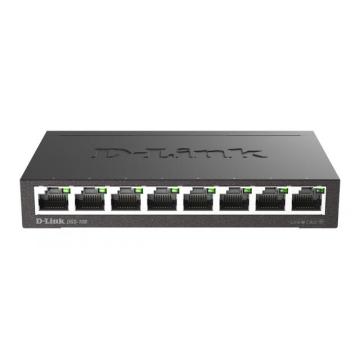 Суич D-Link DGS-108/E, 8 портов, 10/100/1000, Gigabit, метален корпус