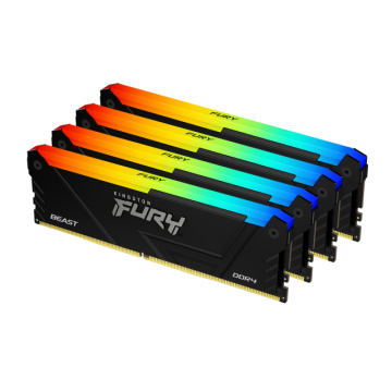 Памет Kingston FURY Beast Black RGB 32GB(4x8GB) DDR4 3600MHz CL17, KF436C17BB2AK4/32