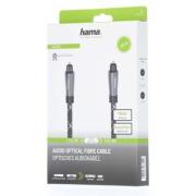 Оптичен аудио кабел HAMA ODT plug (Toslink), Метални накрайници, 1.5 м, Черен