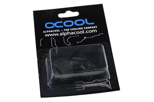 Компресионен фитинг Alphacool, 16/10 - G1/4, 90°, Въртящ се, Черен мат