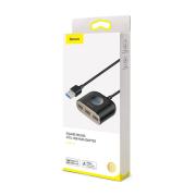 USB хъб Baseus Square round 4 в 1 с 3х USB 2.0, 1х USB 3.0 порта, черен