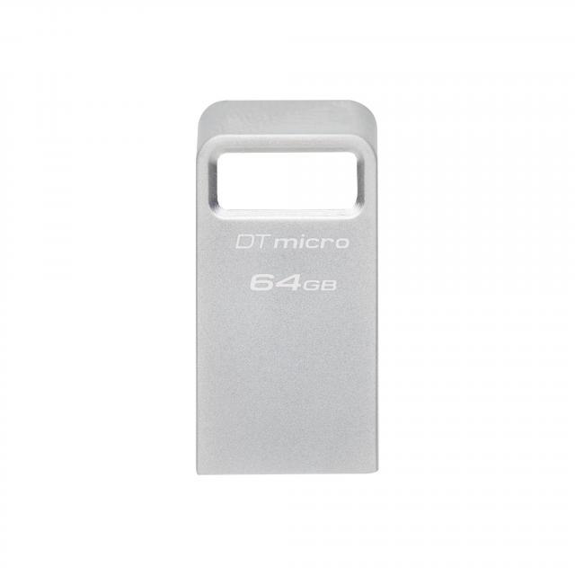 USB памет KINGSTON DataTraveler Micro, 64GB, USB-A 3.2 Gen 1, Сребрист
