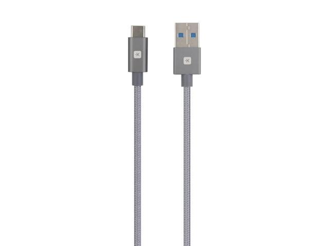 Кабел Skross, USB-A - USB-C, Метална оплетка, 1.20 м, Сив