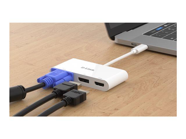 D-LINK USB-C 3-port video adapter with HDMI Displayport VGA