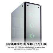 Кутия Corsair Crystal 570X Mirror RGB Mid Tower, Tempered Glass, Черна